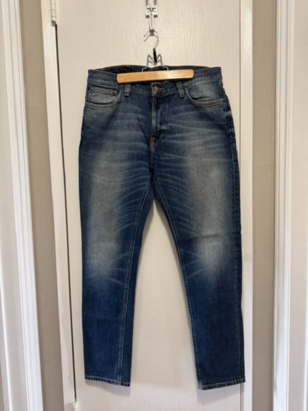 Nudie Jeans Brute Knut Blue Hike Distressed Organic Denim W32 L32
